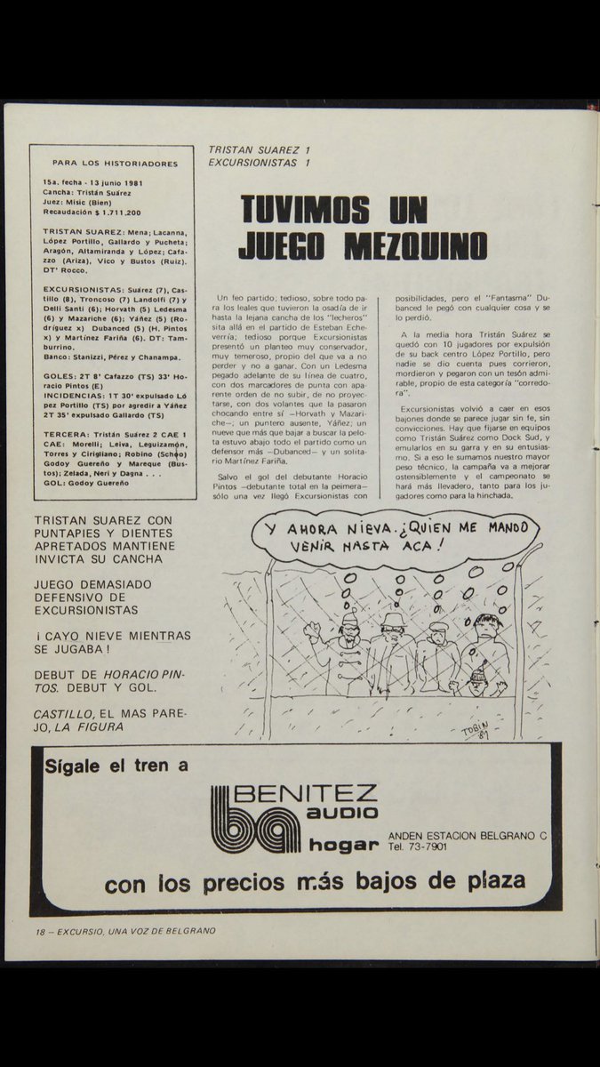 pincha_excursio's tweet photo. #ExcursioUnaVozdeBelgrano

Nro 32 / Junio 1981

@gblackok @excursio1910 @porexcursio @Ascenso94 @ExcursioRetro

Empate en @Tristan_Suarez y un par de notas para leer una y otra vez https://t.co/EISsSa0PpC