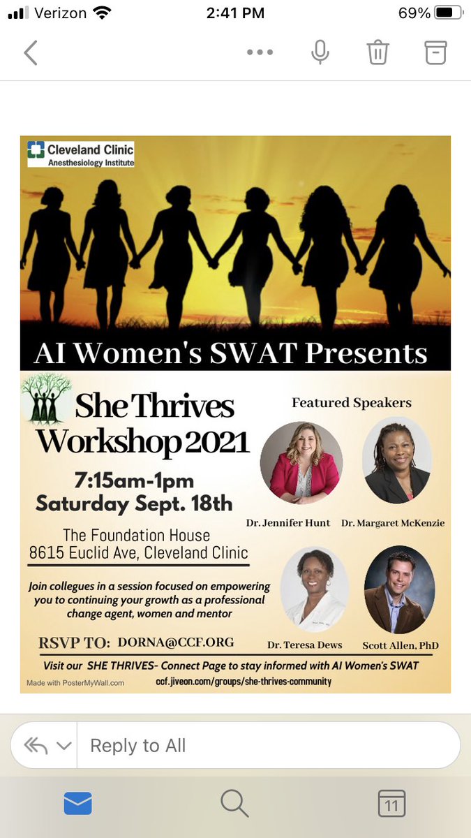 Looking forward to the Anesthesiology Institute’s annual SheThrives event next Saturday!Speakers will be phenomenal! #womeninmedicine