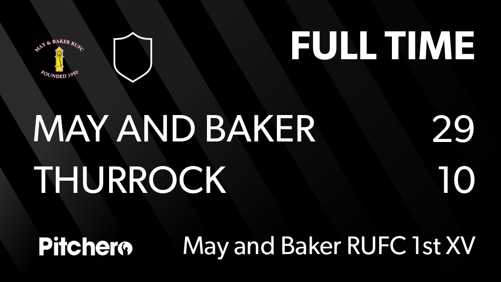 FULL TIME: May and Baker Rugby Union FC 29 - 10 Thurrock
#MAYTHU #Pitchero
mayandbakerrufc.com/teams/37157/ma…