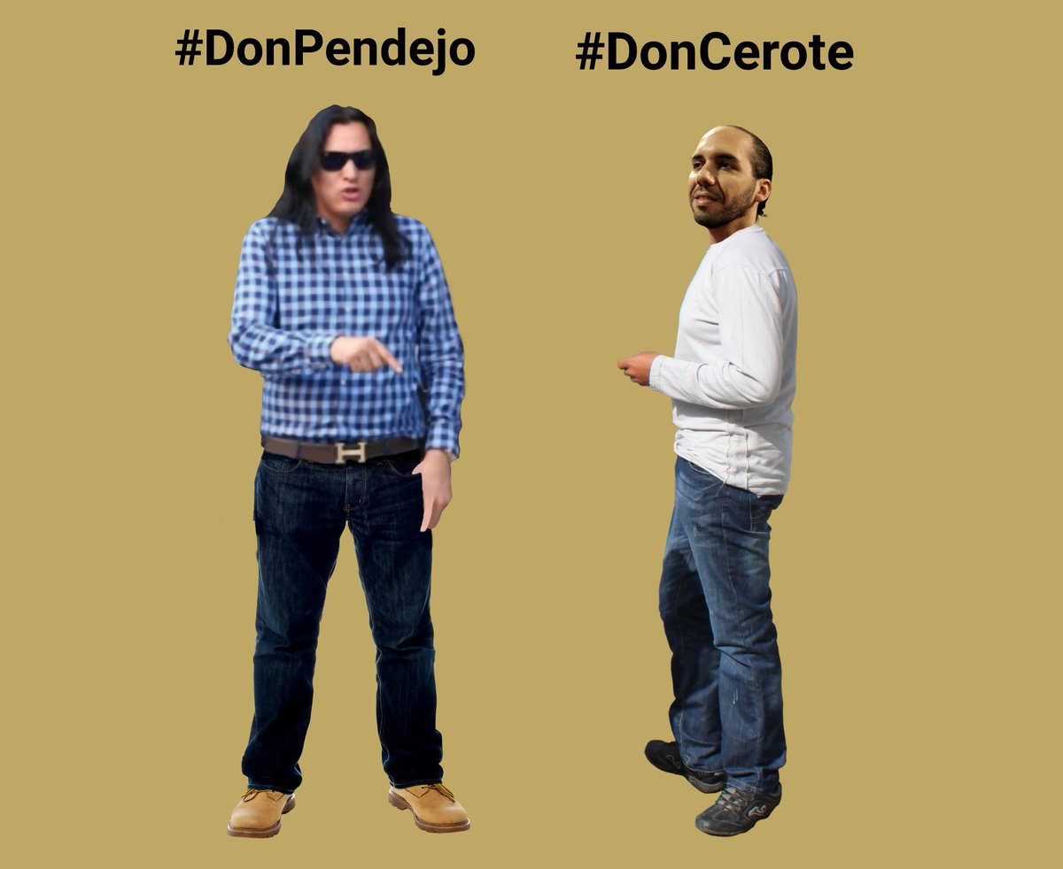 MEMESV_PARODIA's tweet photo. @ErnestoCastrol @geovani_talegas @MemitoTheBoss @Bartola_Mechas @ChapudoSV @CheIita_Nl @ElMesiasSV @TonyCacaSv @MarquezAlex2012 El dúo de Dones....
#DonCerote y #DonPendejo https://t.co/z2n5udnLyp