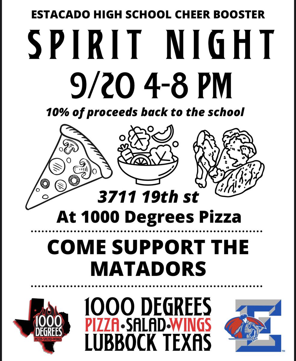 matscheer's tweet photo. Save the date!! When you mention Estacado Cheer we receive a portion of the proceeds! 💙 https://t.co/05FvWrOFUG