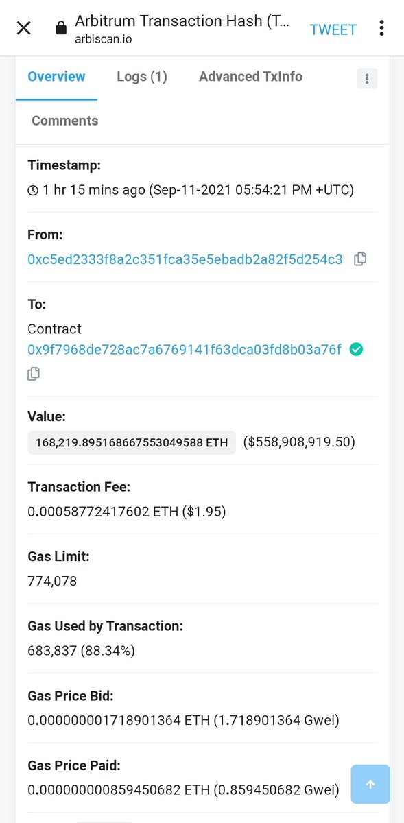 PatrickBatelink's tweet photo. $500 million transaction on @arbitrum and only a $1.95 fee. Welcome to the future #Arbitrum $LINK https://t.co/7ro97QqY3b