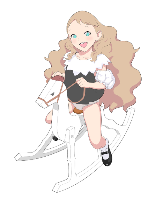 ウルトラミニ制服で木馬にまたがるおーちゃん 