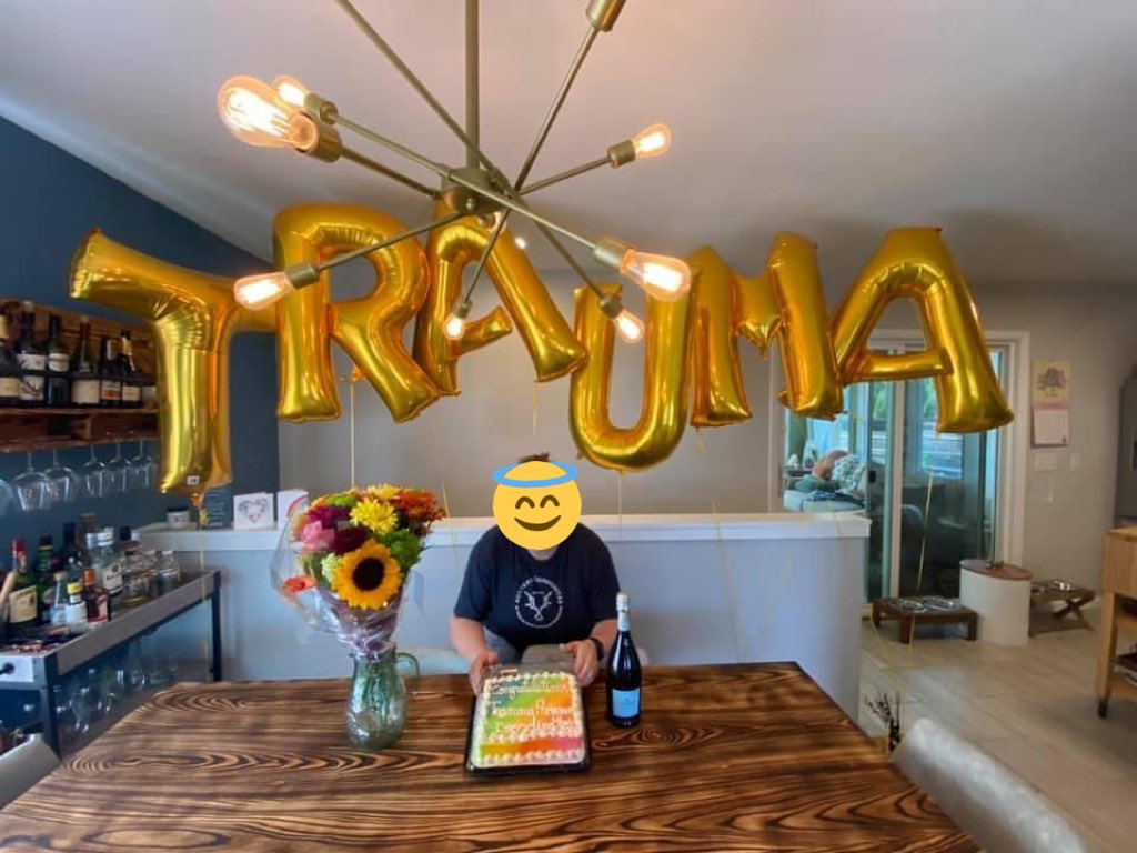 jennalinds's tweet image. Girl from high school who got a position as a trauma nurse casually serving us the greatest balloon letters photo op of all time