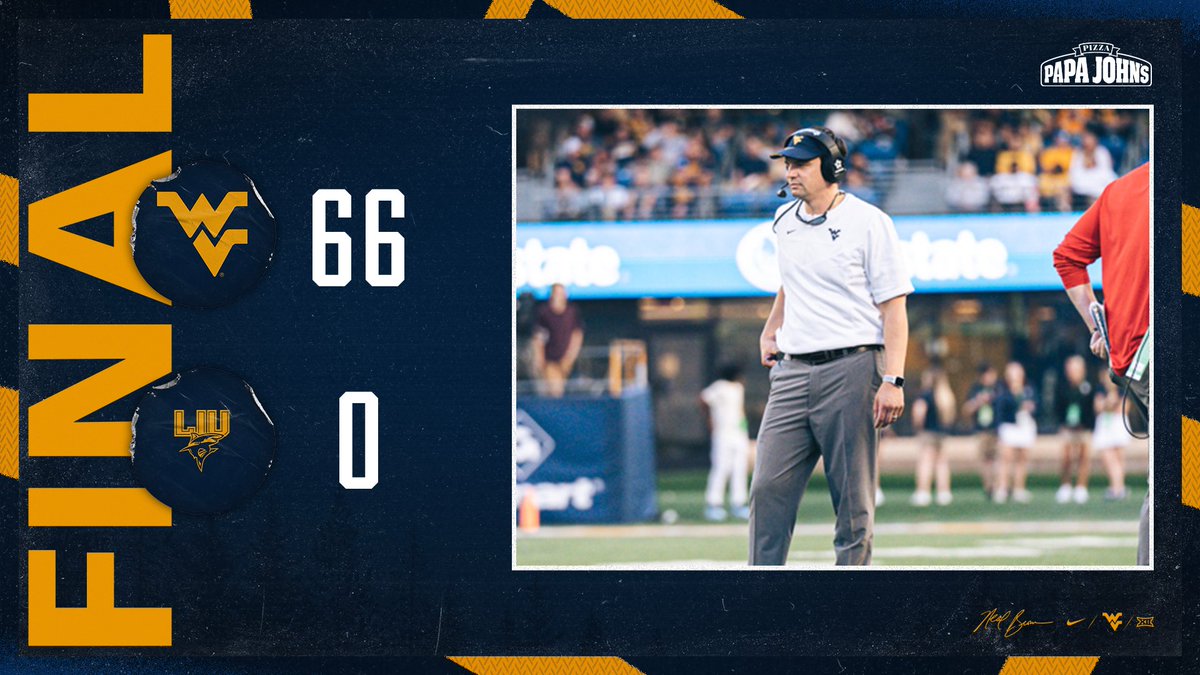Cue Country Roads! West Virginia wins 66-0 in today’s home opener. See you next Saturday for the Gold Rush against Virginia Tech! #HailWV