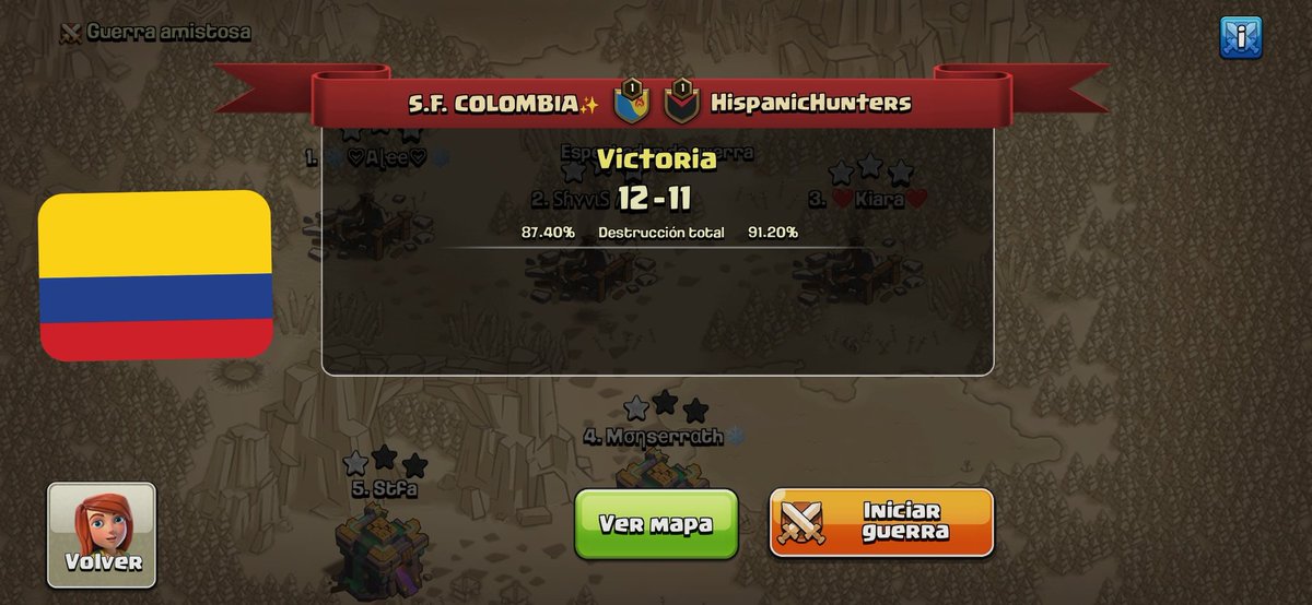 Repetimos VICTORIA en <a href="/MoonCup12/">Moon Cup</a>  y nos vamos a semifinales de división 𝚄𝚗𝚒𝚟𝚎𝚛𝚜𝚊𝚕 [𝚝𝚑𝟷𝟺]✓ andamos más unidas que siempre GO 💅🏻🐰💛💙❤️
GG <a href="/HHunters_coc/">HispanicHunters</a> ✌🏻