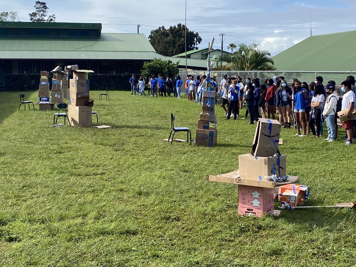 ChelseaQualey's tweet photo. Finding joy in the moments of normalcy.  Loved watching my 8th grade advisory classes work together on their box building challenge! #WaveWarriors https://t.co/O9e6YqpiDH