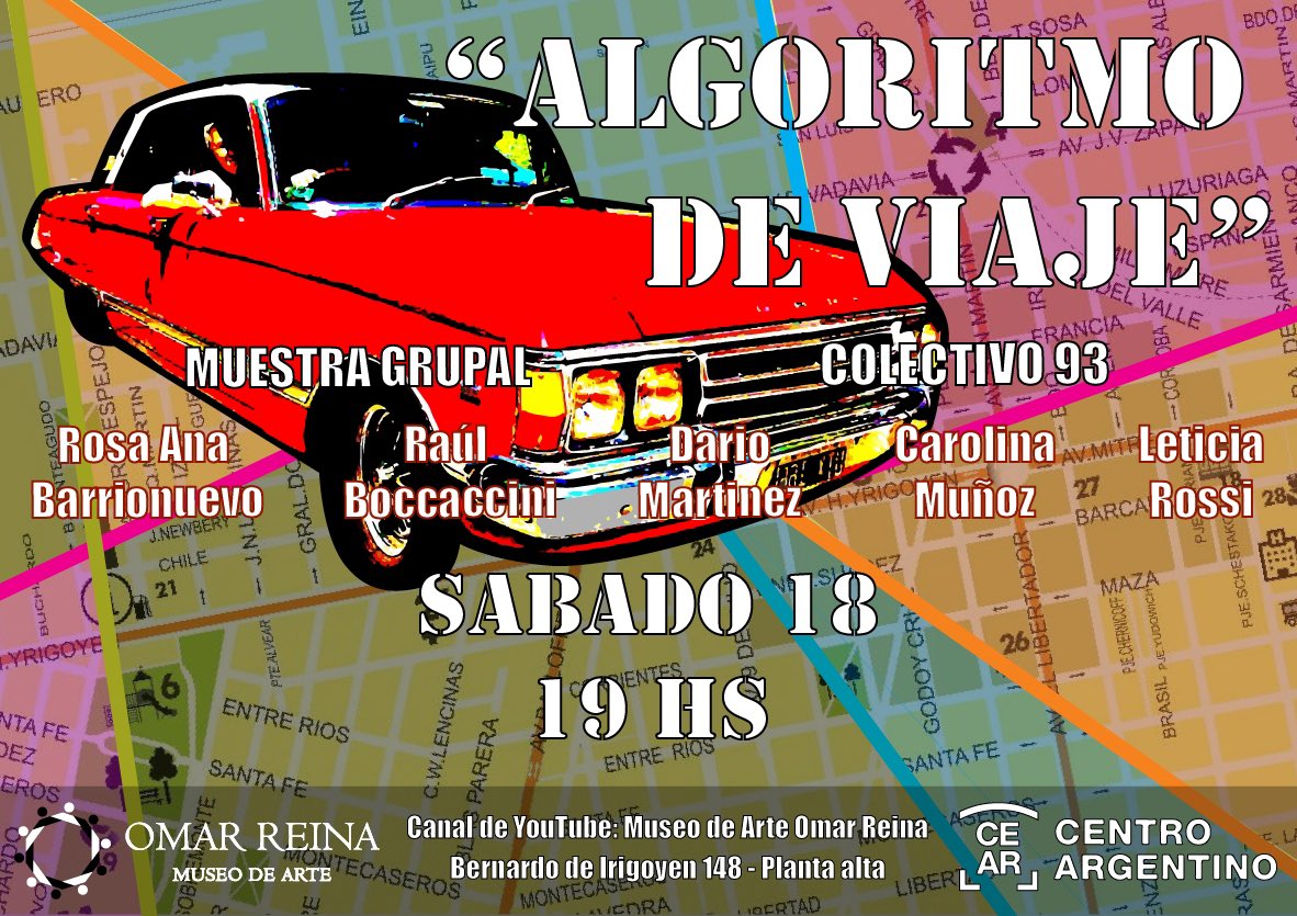 MuseoReina's tweet photo. Sábado 18|set|19:00
Presencial (en el museo con aforo) online (canal de YouTube del Museo- link en la bio).      Hay veces que la distancia no concuerda con la cercanía entre las personas y la muestra grupal “Algoritmo de viaje” del Colectivo 93 es un fiel reflejo de eso. https://t.co/Kuo7S4tWoa