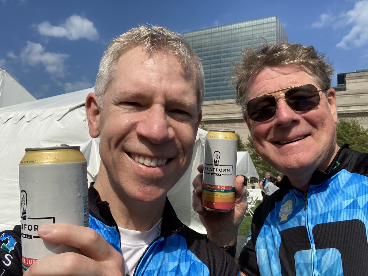 Earned a Haze Jude 🍻 from <a href="/PlatformBeerco/">Platform Beer Co.</a> at the finish line 🏁 for the <a href="/bikeVeloSano/">VeloSano</a> 100-mile ride with <a href="/CleClinicMD/">Cleveland Clinic MD</a> Mark Baker. The weather was great and so was the ride with Mark, <a href="/paolocaimiMD/">Paolo F. Caimi</a>, and @tcapizzaniMD. Year 8 is in the books!