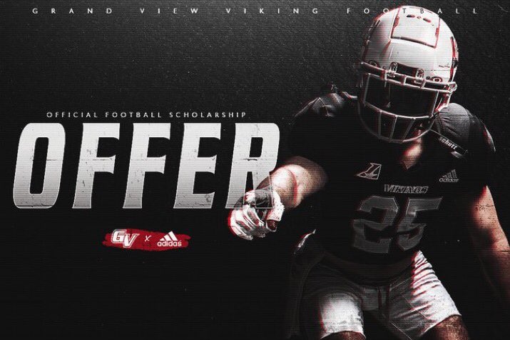 Excited to have received an offer from Grand View University. Thank you to <a href="/TMartin_Coach/">Tyler Martin</a> <a href="/GVVikingFB/">Grand View Football</a>