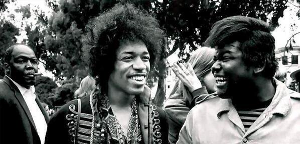 crockpics's tweet image. Jimi Hendrix and Buddy Miles at Monterey, 1967.