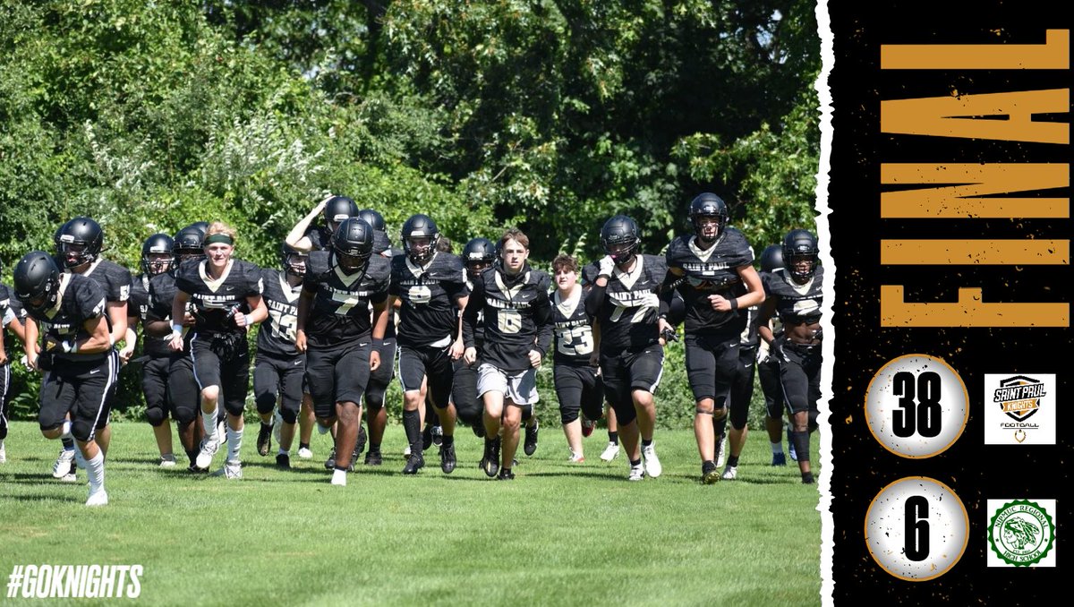 SaintPaulFB's tweet photo. 38-6 Final This Afternoon. Great Job By The Players Fighting Through Adversity! The Best Thing About 1-0 Is The Chance To Go 2-0‼️
#GoKnights #OurWay #StPaulFootball #SPFB https://t.co/cU2ZT5hI87