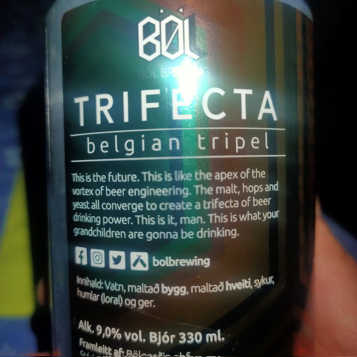 mklein818's tweet image. Best boast by a consumer product ever. And the product delivers too. #Iceland #BelgianStyle #Beer @bolbrewing