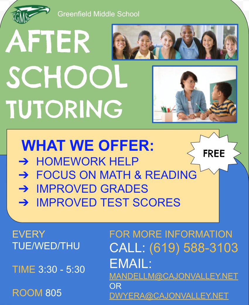 After school tutoring with <a href="/Mr_Mandell/">Mitchell Mandell</a> <a href="/alexgrahamdwyer/">Alex Dwyer</a> <a href="/GreenfieldCVUSD/">Greenfield Middle</a>