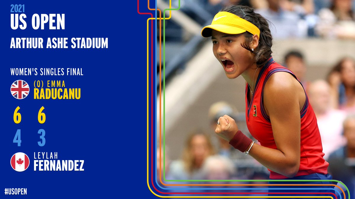 usopen's tweet photo. EMMA RADUCANU IS THE US OPEN CHAMPION https://t.co/chyac4ZP7F