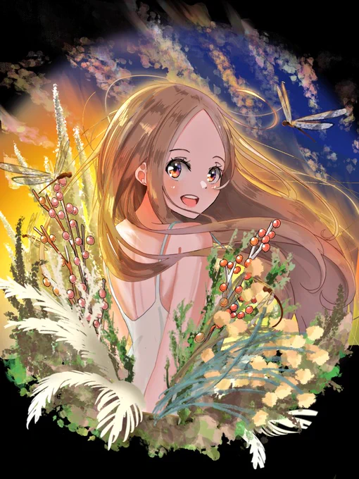 #秋の創作クラスタフォロー祭り #イラスト #イラスト好きさんと繋がりたい #絵師さんと繋がりたい #illustration 
○130作品目

「静かに夏終わり、美しく秋初め」 