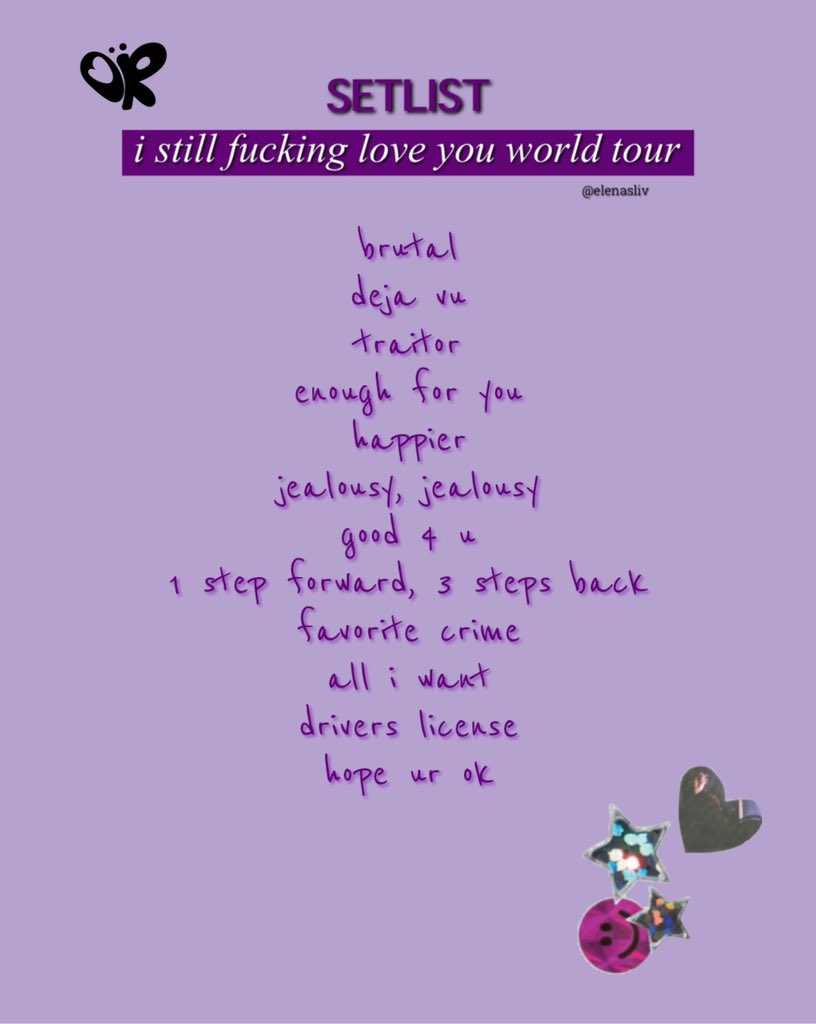 Olivia Rodrigo Sour Tour Setlist
