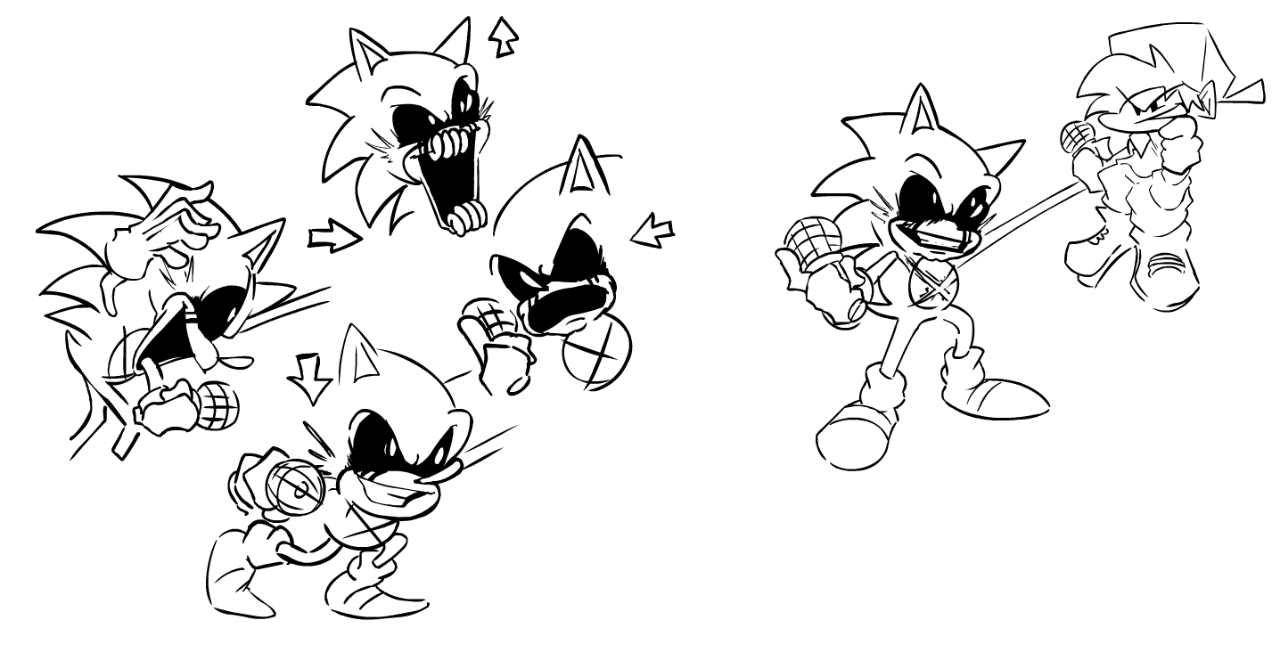 tedi on X: if i were doing a lord x/sonic.exe thing in fnf id probably do  something like this, these are really rough and kind ugly!!!! so i might  try and flesh