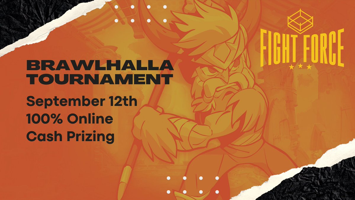 Fight Force is hosting their first ever Brawlhalla tournament tomorrow at 2:00 PM ET - sign up while there's still time left by visiting the link here: brackot.com/tournament/c3b…
🥊 🥊 🥊 🥊 🥊 🥊 🥊 🥊 🥊 🥊 🥊 🥊 🥊 🥊 🥊 🥊 
#esports #gaming #tournament #brawlhalla #brackot