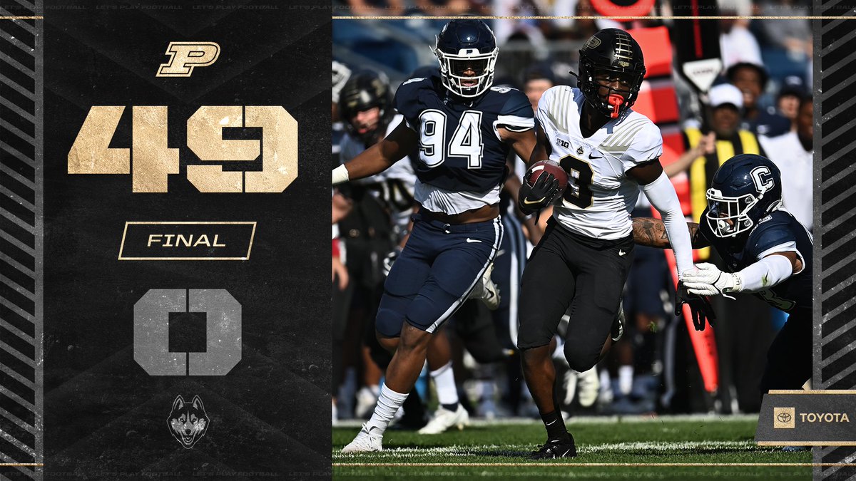 Couldn't stop the train from rolling on this trip! 
Purdue 49, UConn 0.

First shutout by the Boilermaker defense since 2011.