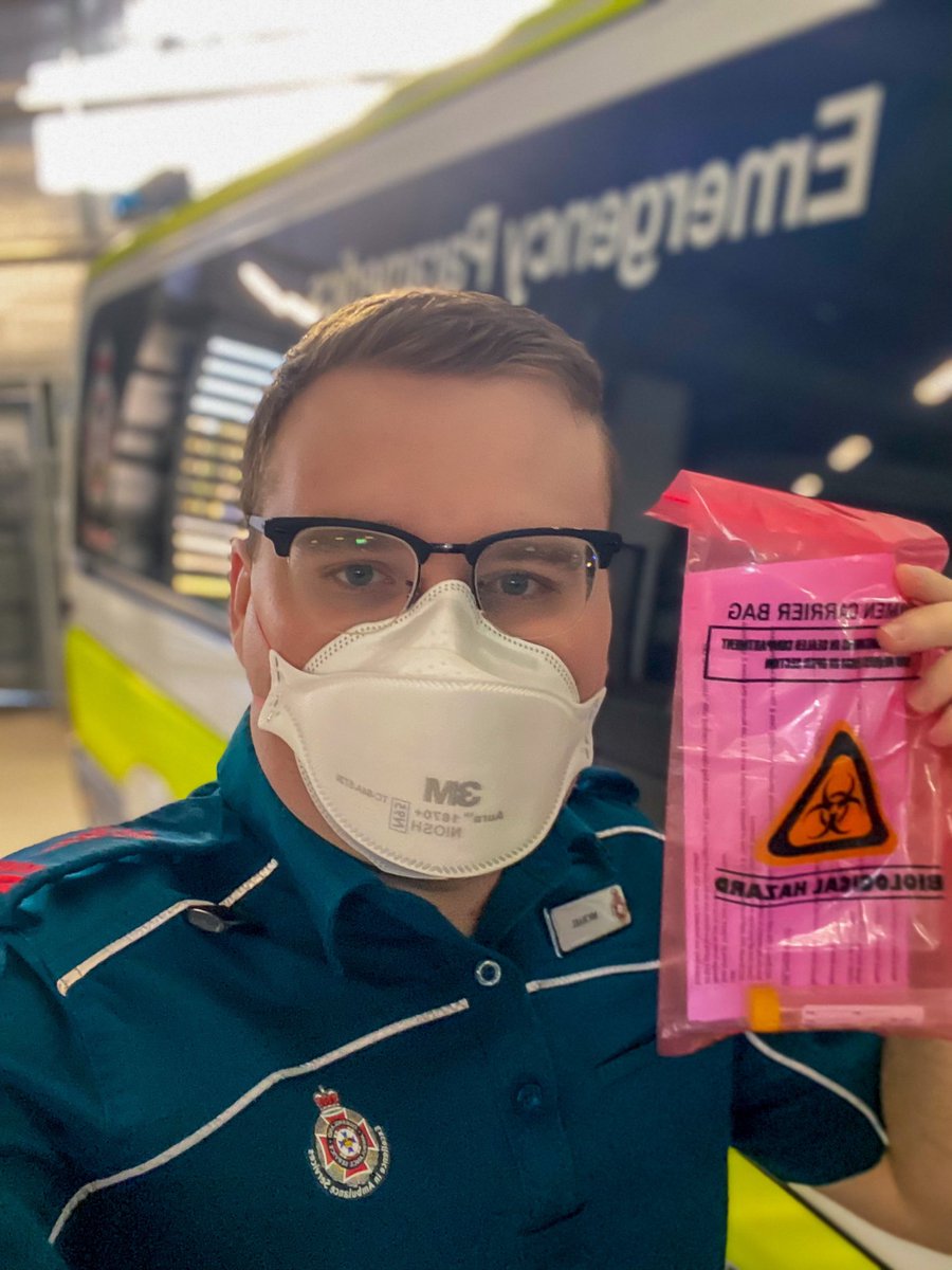 MAndrewsAU's tweet photo. Completing my 100th COVID test at the start of another @QldAmbulance shift.

The (almost) daily texts from @QMLPathology getting me through the day.

#StayPositiveTestNegative https://t.co/q1oa8K04Gf