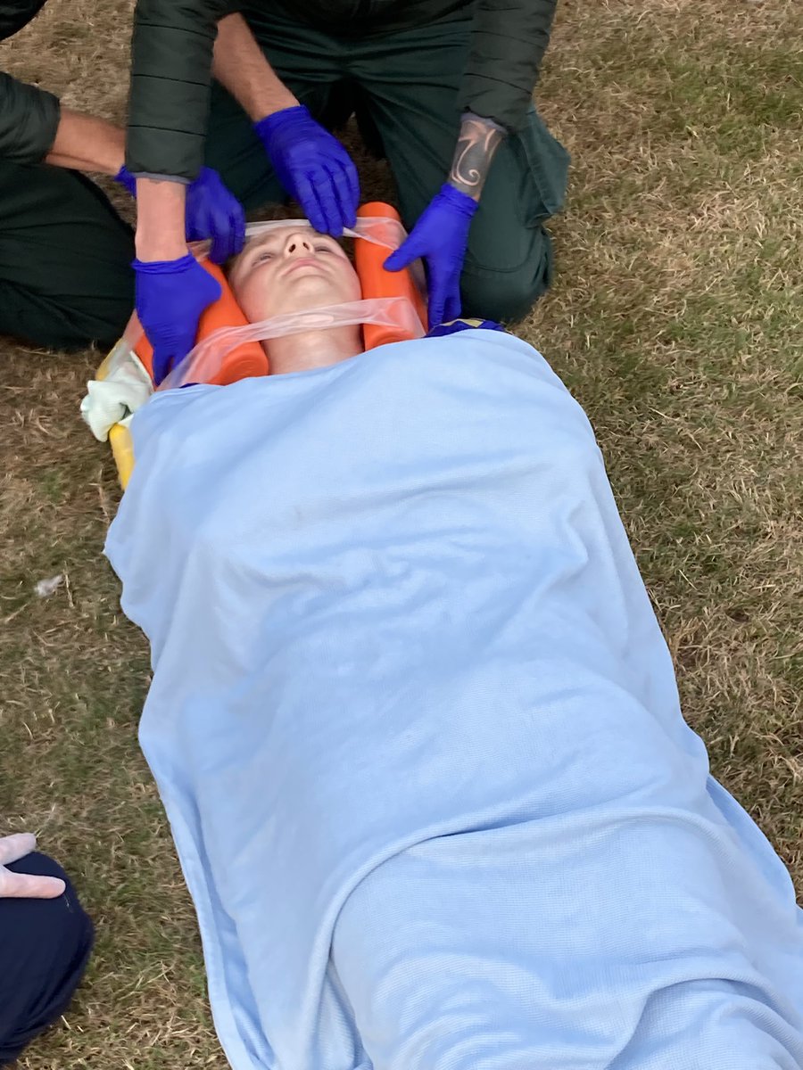 THERAILFC's tweet photo. Quick update on Joe Crosby. After a 3 hour wait for an ambulance, an X-ray &amp; CT Scan Joe has been given the ok to go home with just a bit of bruising Thanks to George HRA Physio, Connor Green and the ground staff at @Ollertontown_fc for their great support while Joe laid injured https://t.co/uA6ncOL5LU