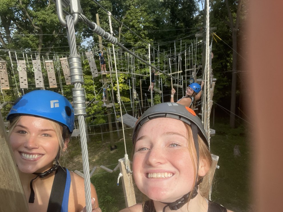 SAUCougarsWBB's tweet image. Great day of team bonding at Camp Michindoh. Ropes course, zip line, kayaking, and volleyball among other activities.