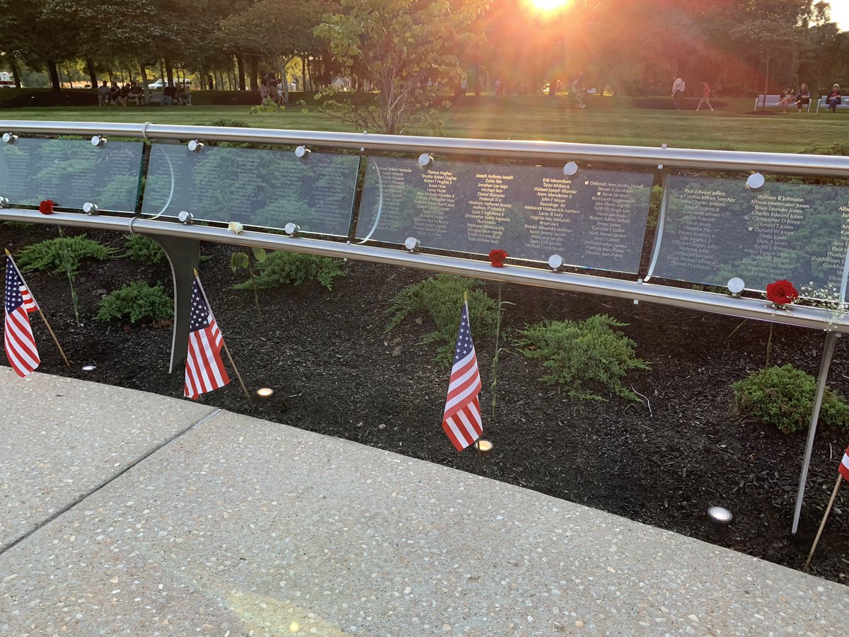 DaveKinchenUSA's tweet photo. Solemn moments before the #September11 remembrance ceremony begins at the #GardenOfReflection in #Yardley, #BucksCounty. A full recap of tonight’s touching tribute on @FOX29philly News at 10 streamed tonight on https://t.co/eEUViOXhwe. https://t.co/3v9fxsLSmj