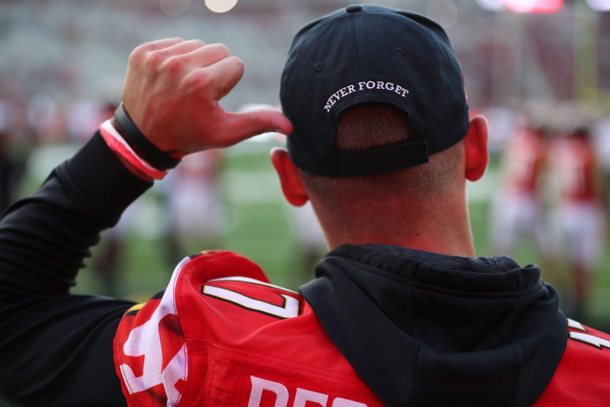 New York native Nick DeGennaro dons an FDNY hat in pregame warmups to honor those lost on 9/11/01.

#NeverForget