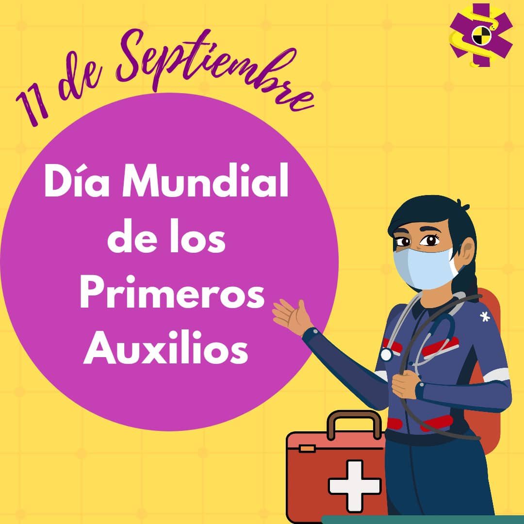 PAYPA_'s tweet photo. 11 de septiembre día mundial de los primeros auxilios 🚑🚨

👉🏼 Tú puedes salvar una vida! 👈🏼

Te invitamos a estar activo en nuestras redes sociales para que sepas como actuar correctamente en una emergencia 

Salva vidas, aprende primeros auxilios 💛💜 https://t.co/HwgeIMlRps