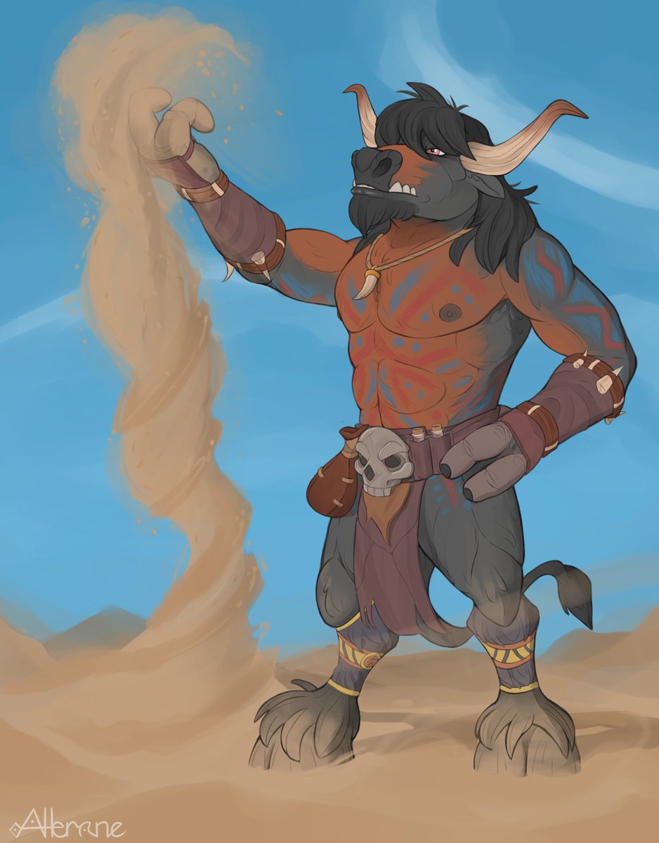 TheAtterane's tweet photo. Commission I finished for a friend of their sand-shifting Tauren, Sarken!

#worldofwarcraft #tauren https://t.co/NbDEBLmXkb