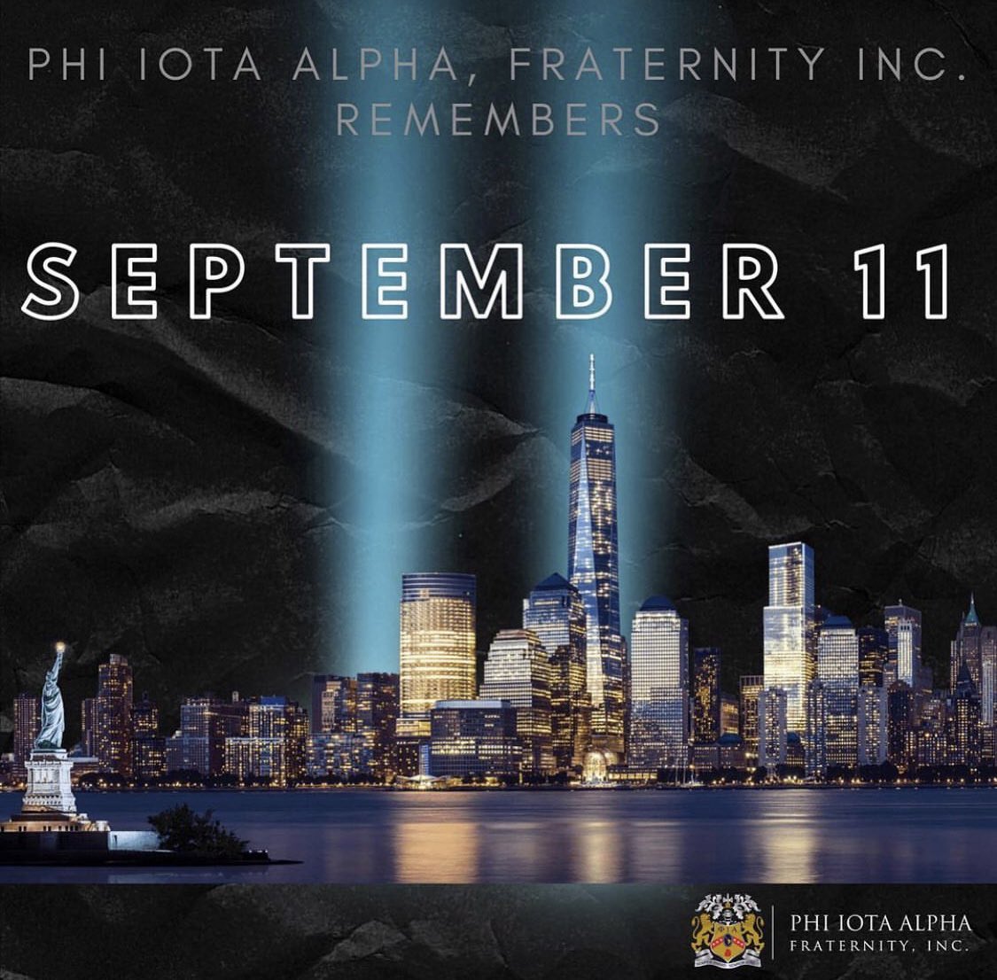 TxstPhiA's tweet photo. Today, the Alpha Omicron chapter of Phi Iota Alpha Fraternity, Inc. remembers every life that was lost on this day 20 years ago. We mourn for every life across the world that has been affected as a result of these events. #NeverForget911 https://t.co/zUIDWrr4zI
