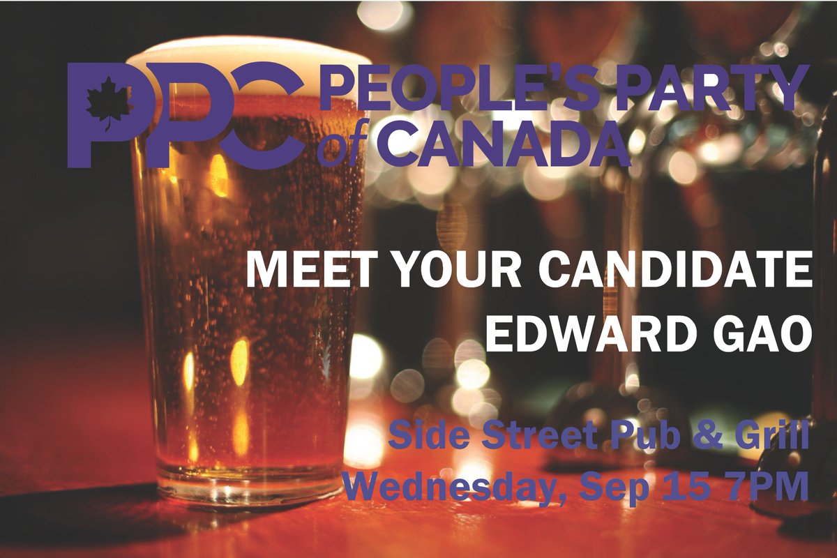 EdwardGaoPPC's tweet photo. Join me this Wednesday Sep 15 7PM at Side Street Pub &amp; Grill! https://t.co/fzd87HHGnK https://t.co/AxVmS4mZ7C