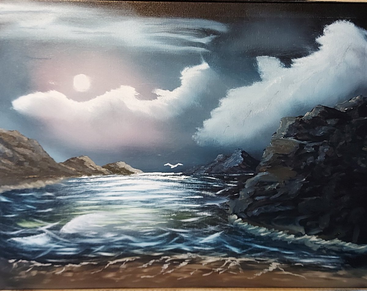 First seascape #bobrossstyle from a painting by painting with Yovette