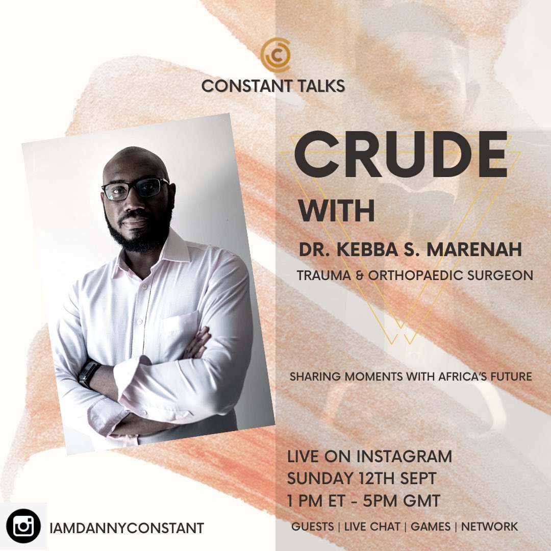 IamDConstant's tweet photo. #ConstantTalks 💐🇬🇲🙏🏽
As we continue to share the stories of Gambians paving the way into the future. I’d be a pleasure chatting with @DrKebsun on why #Arsenal 🤣🤣🤣
#JoinUs
#Crude
#Conversations https://t.co/k9Dg3kbEow