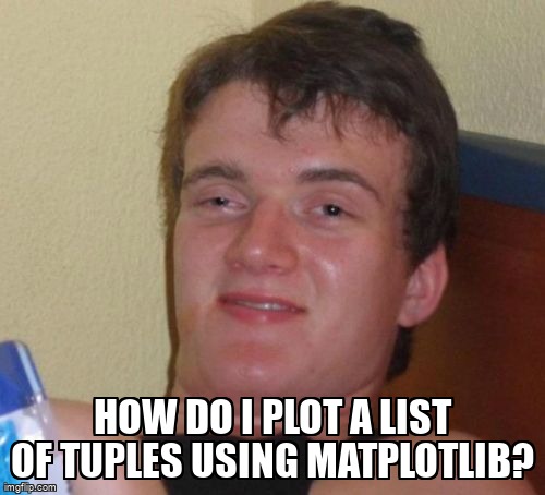 overflow_meme's tweet image. How do I plot a list of tuples using matplotlib? stackoverflow.com/questions/6914… #python #matplotlib #scatterplot