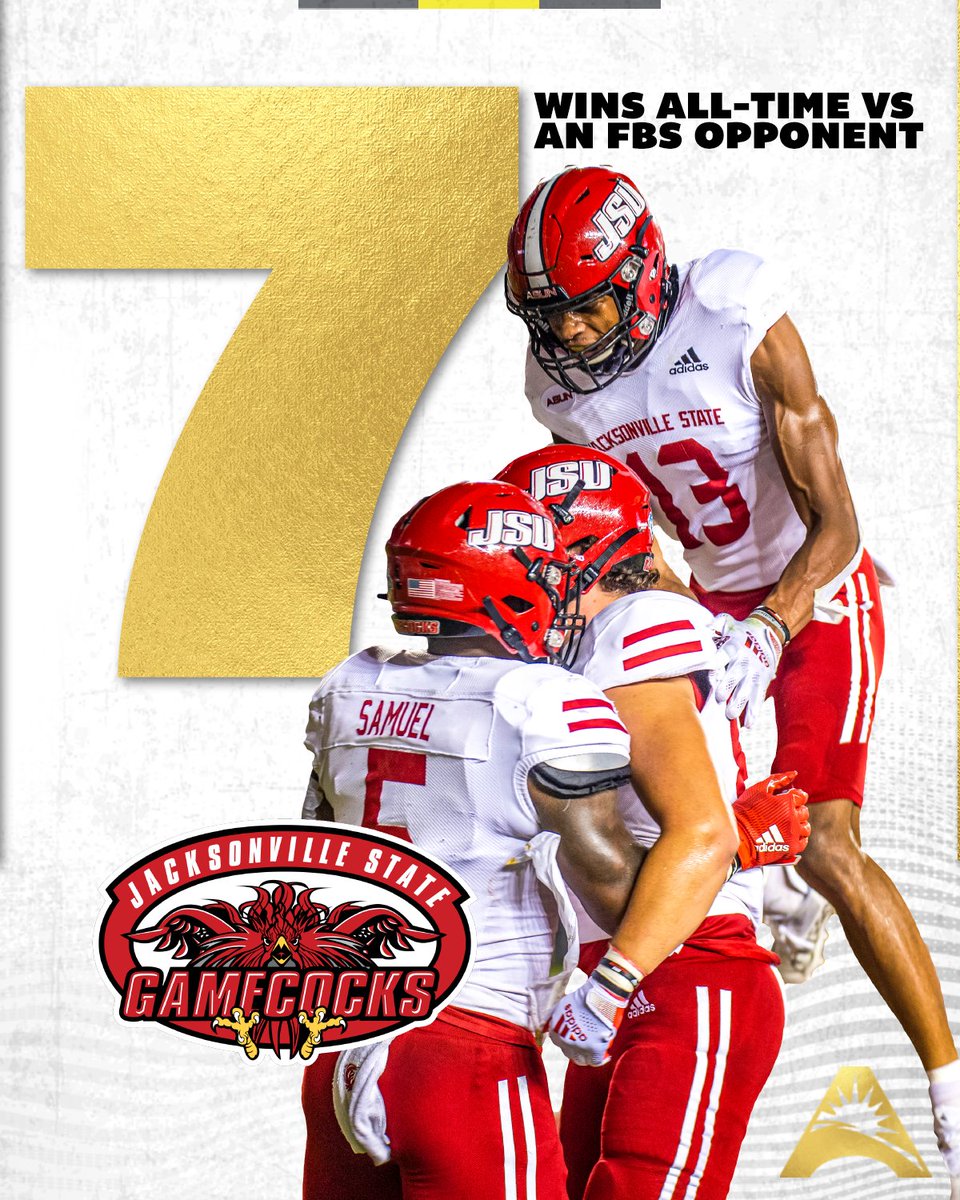Yesterday's victory marked the second-ever for <a href="/JSUGamecockFB/">Jacksonville State Football</a> against Florida State &amp; its 7⃣th win all-time 🆚 an FBS foe 🐔💯❗️

📰| asunsports.org/sports/fball/2…

#ASUNBuilt | #ASUNFootball