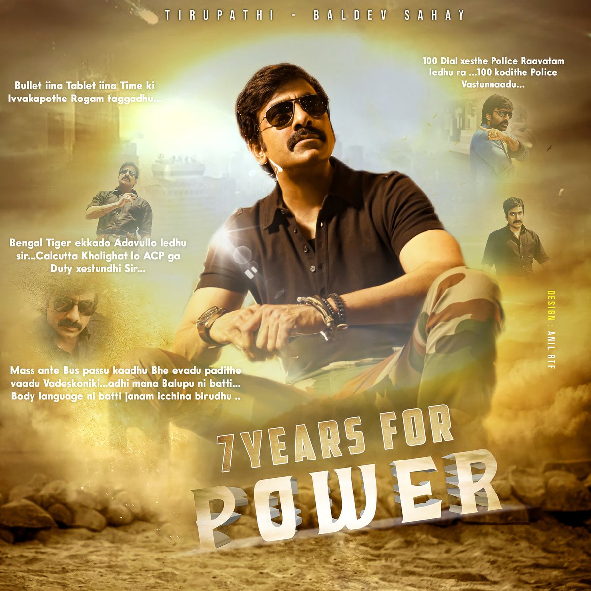 KGeetheshReddy's tweet photo. Tirupathi • Baldev Sahay
@RaviTeja_offl @ihansika @ReginaCassandra @dirbobby @MusicThaman 
#7YearsForPower https://t.co/m6tUU6y4tr