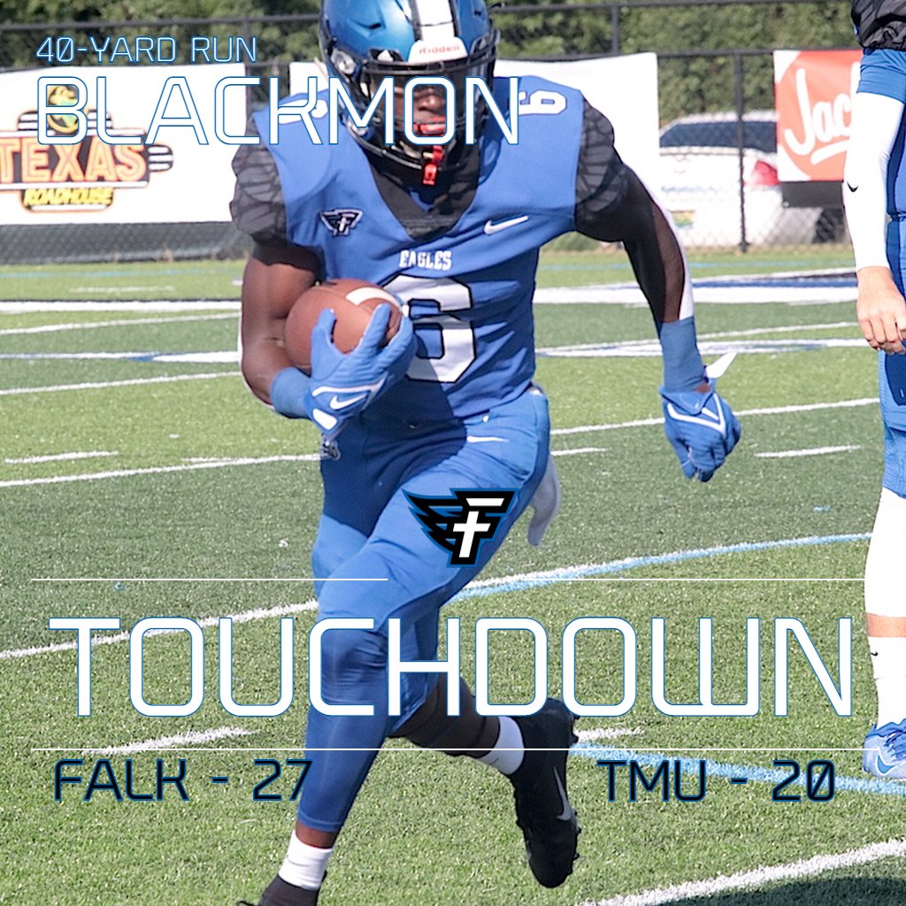 FaulknerFTBL's tweet photo. Charles Blackmon with a 40-yard sprint to the end zone and Faulkner is up 27-20 in the fourth! https://t.co/UwKmZgQ3NU