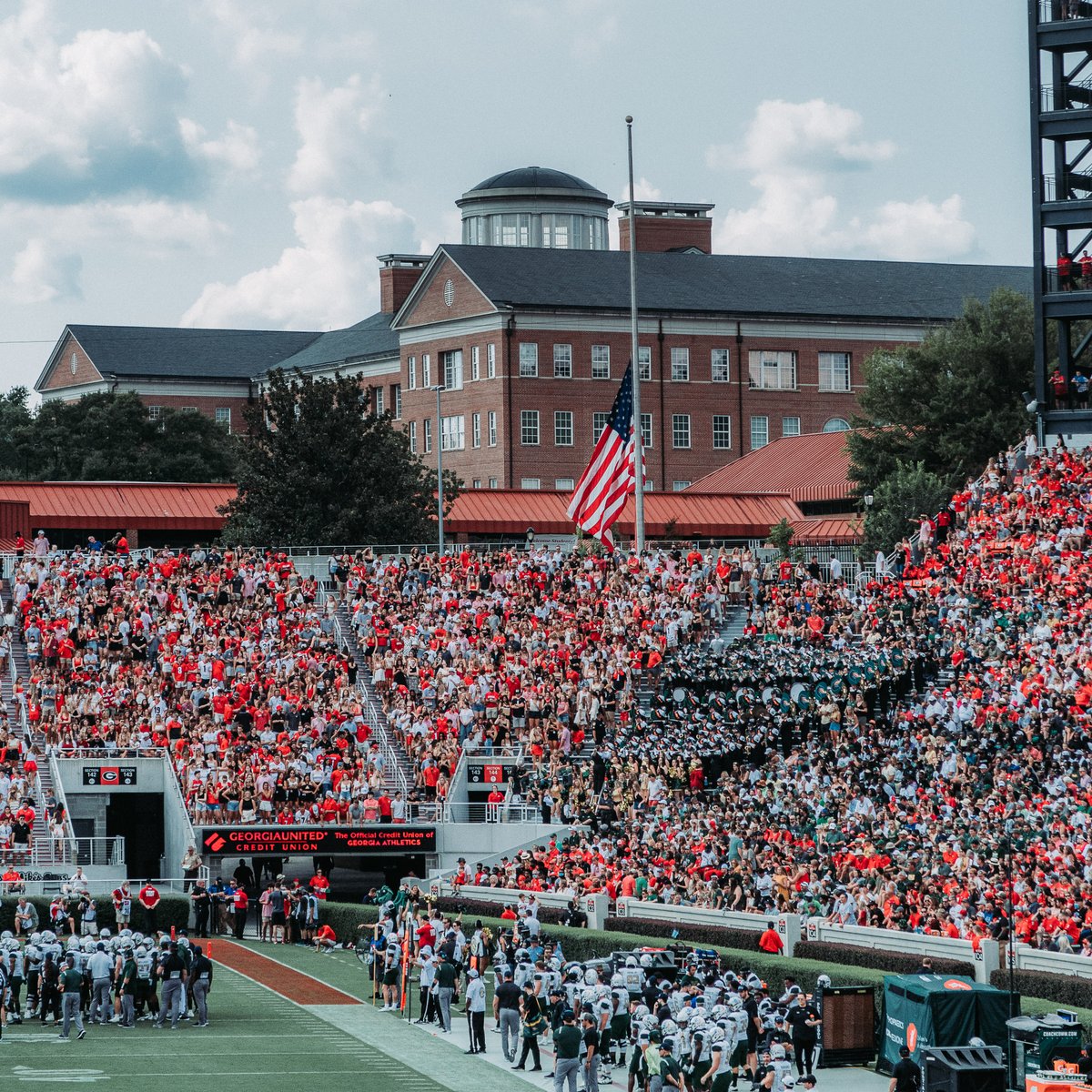 JawaviFilms's tweet photo. The man who sits in front of me at @GeorgiaFootball games is a Veteran. For years I've always felt proud to watch him salute during the playing of The National Anthem. Today, was especially poignant for me to capture this moment. #September11th https://t.co/esuTuf2VJv