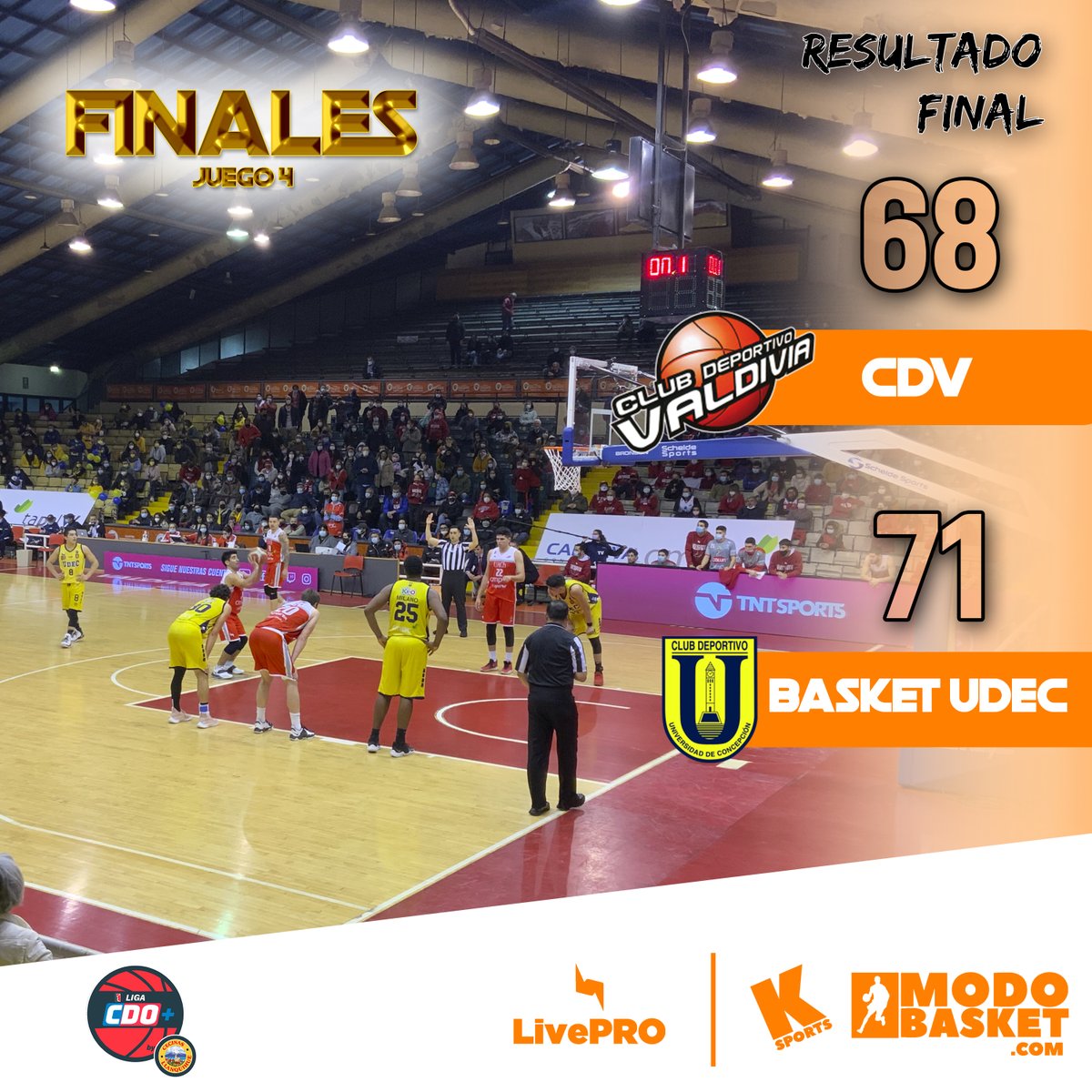 #FInalNacionalxModoBasket

BASKET UDEC CAMPEÓN 

Final del Partido
[1] <a href="/CDVBasket/">Club Deportivo Valdivia - Oficial</a> 68 - [3] @BasketUdec 71

Lino Sáez #MVP <a href="/liveprocl/">Live PRO</a> 

#BaloncestoChileno <a href="/liga_nacional/">LNB Chile</a> #FinalNacional #LNB #basketball <a href="/segureitor/">Mauricio Segura C.</a> <a href="/BasquetData/">BasquetData</a> <a href="/solobasquetchi1/">solobasquetchileno</a> <a href="/panchoeguiluz/">Pancho Eguiluz</a> <a href="/DiegoGasparSaez/">Diego Sáez M.</a>