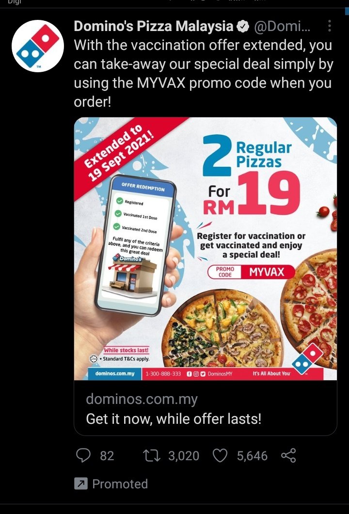 Dominos pizza vaccination offer