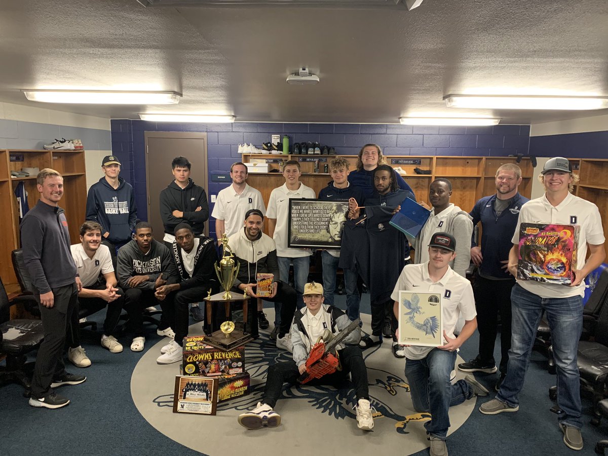 BlueHawkMBB's tweet photo. Started with a pen, now we’re here! 

Thank you to the Dickinson community for participating in the “Trade up game” 

#HawksAreUp https://t.co/5Kq1lznepS
