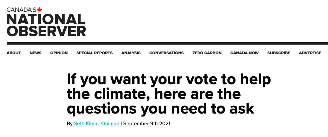 I am a #ClimateVoter and I am as yet undecided. My Sunday morning plans are to catch up on the big climate articles by @SethDKlein & @MarkJaccard, both of whom I've had the enormous good fortune to interview for #ClimateOfChange. I'll keep you apprised. #Elxn44 #cdnpoli
