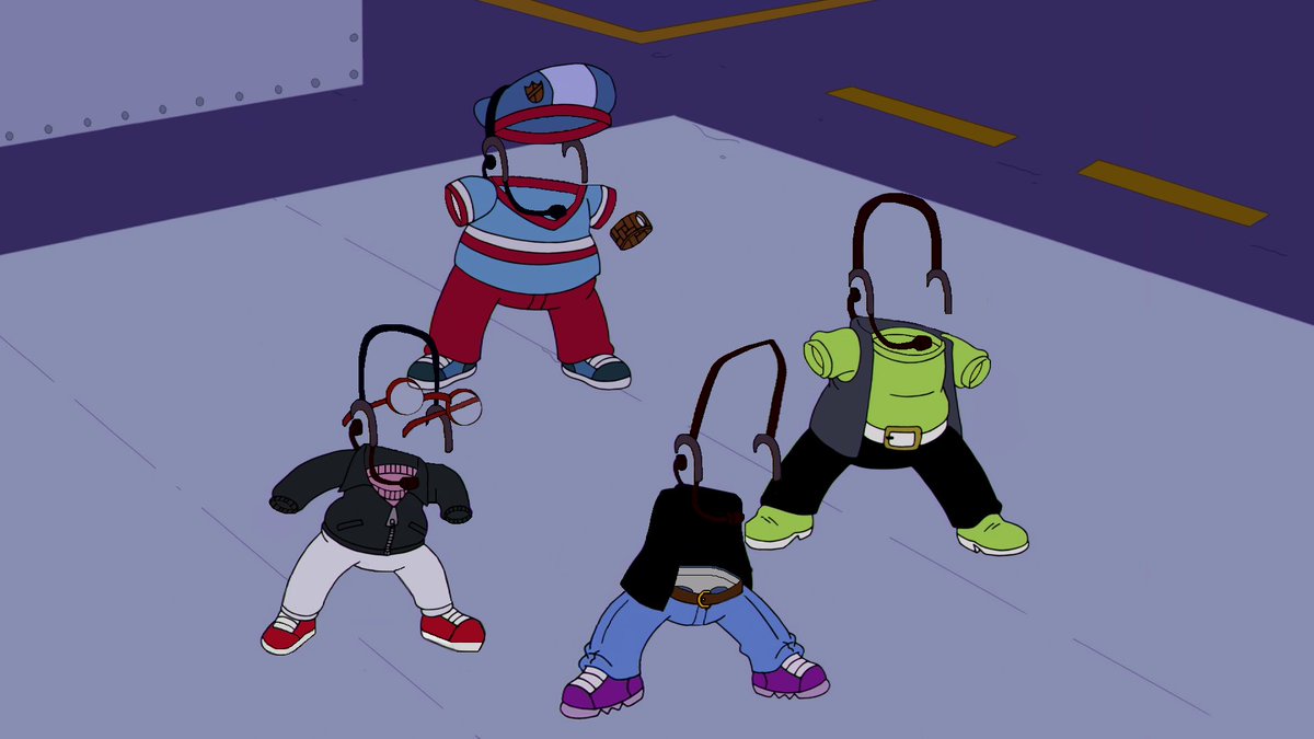 TheInviSimpsons's tweet photo. !ytilibisivni eht nioJ (Join the invisibility!). Invisible Party Posse boy band (Bart Simpson, Milhouse Van Houten, Nelson Muntz and Ralph Wiggum) from S12E14 - "New Kids on the Blecch".
#TheSimpsons #BartSimpson #MilhouseVanHouten #NelsonMuntz #RalphWiggum #PartyPosse https://t.co/KQAZRqVkVH