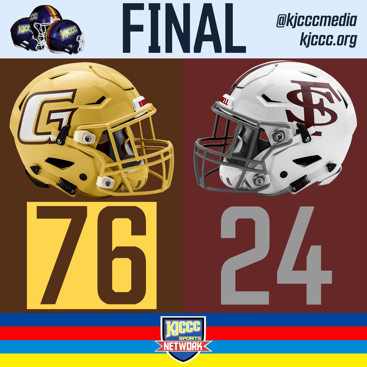 KJCCCmedia's tweet photo. #KJCCC - FINAL from Fort Scott, the Garden City Broncbusters defeat the Fort Scott Greyhounds by a final score of 76-24!

@sportsbuster @fsgreyhounds https://t.co/X9llAsMffR
