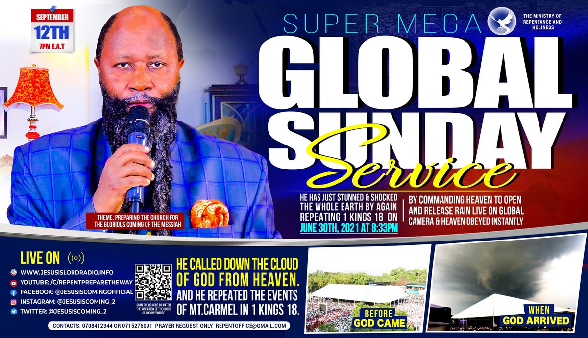 Super Mega Sunday Service.
Don't miss it.!
The Rapture is imminent!
#GentileChurchAge
