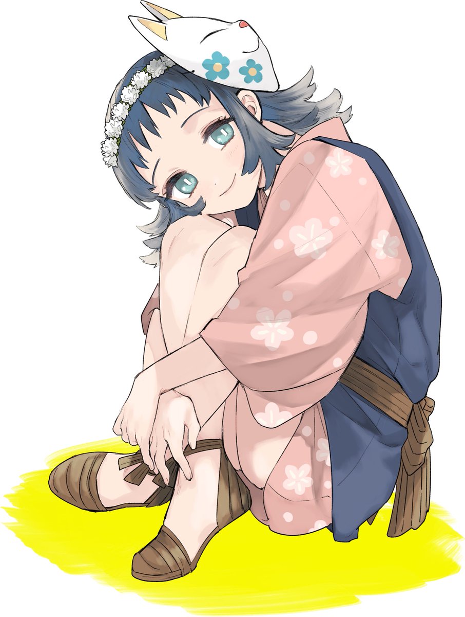 シロツメクサの冠作って被ってるの好き 餅のイラスト シロツメクサの冠作って被ってるの好き 餅のイラスト