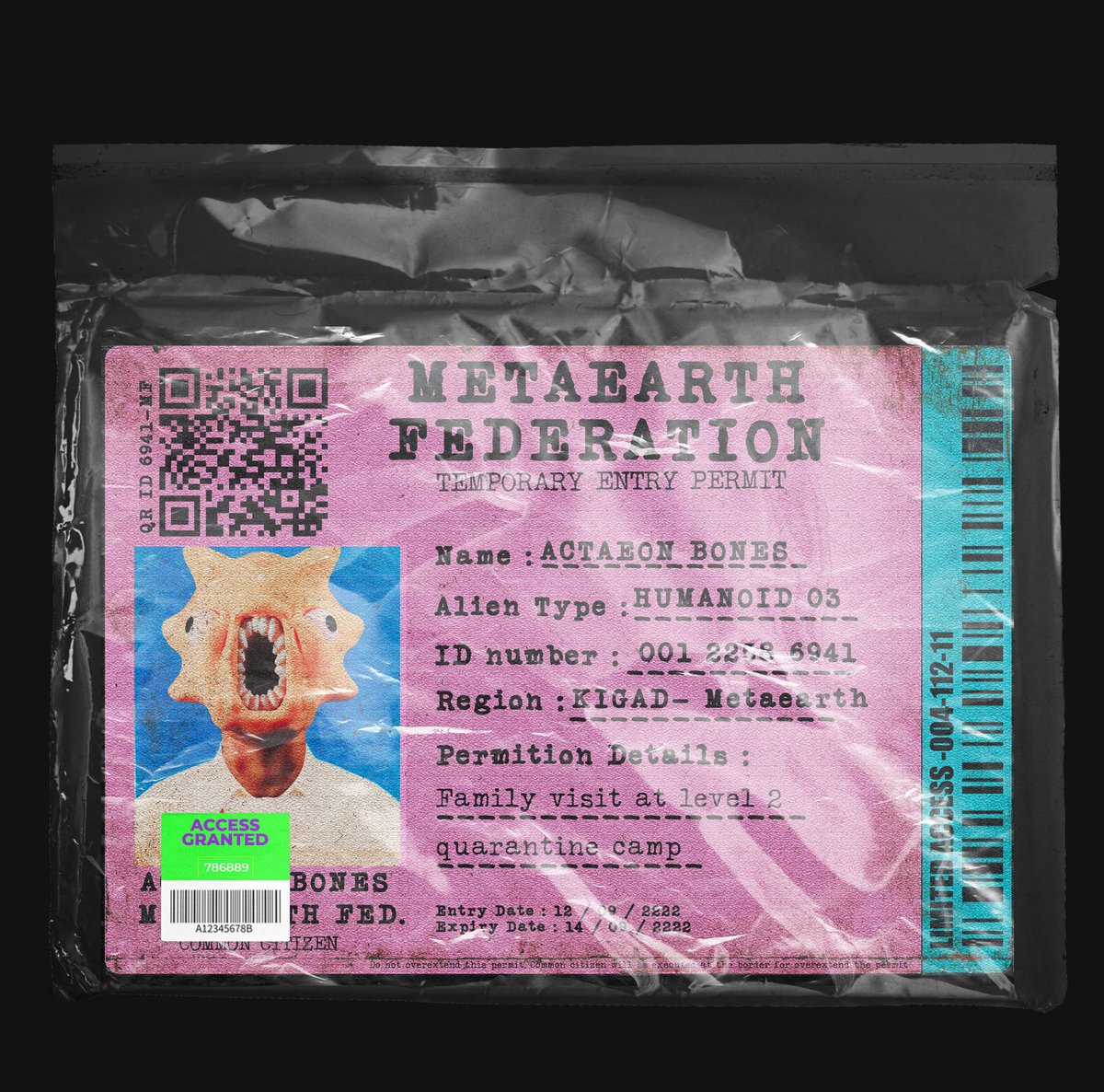 rhadiska's tweet photo. #ALIENATION FOR SALE !! Temporary ID
by the name of Actaeon Bones is currently for sale for 0.1 TEZ and this piece of paper will be burned in 2 days
go get em π
Link : https://t.co/TxZCnw7TeJ
#OBJKT4OBJKT #alienID #NFTs #NFTCommunity #nftcollector https://t.co/SnvlQDSryA