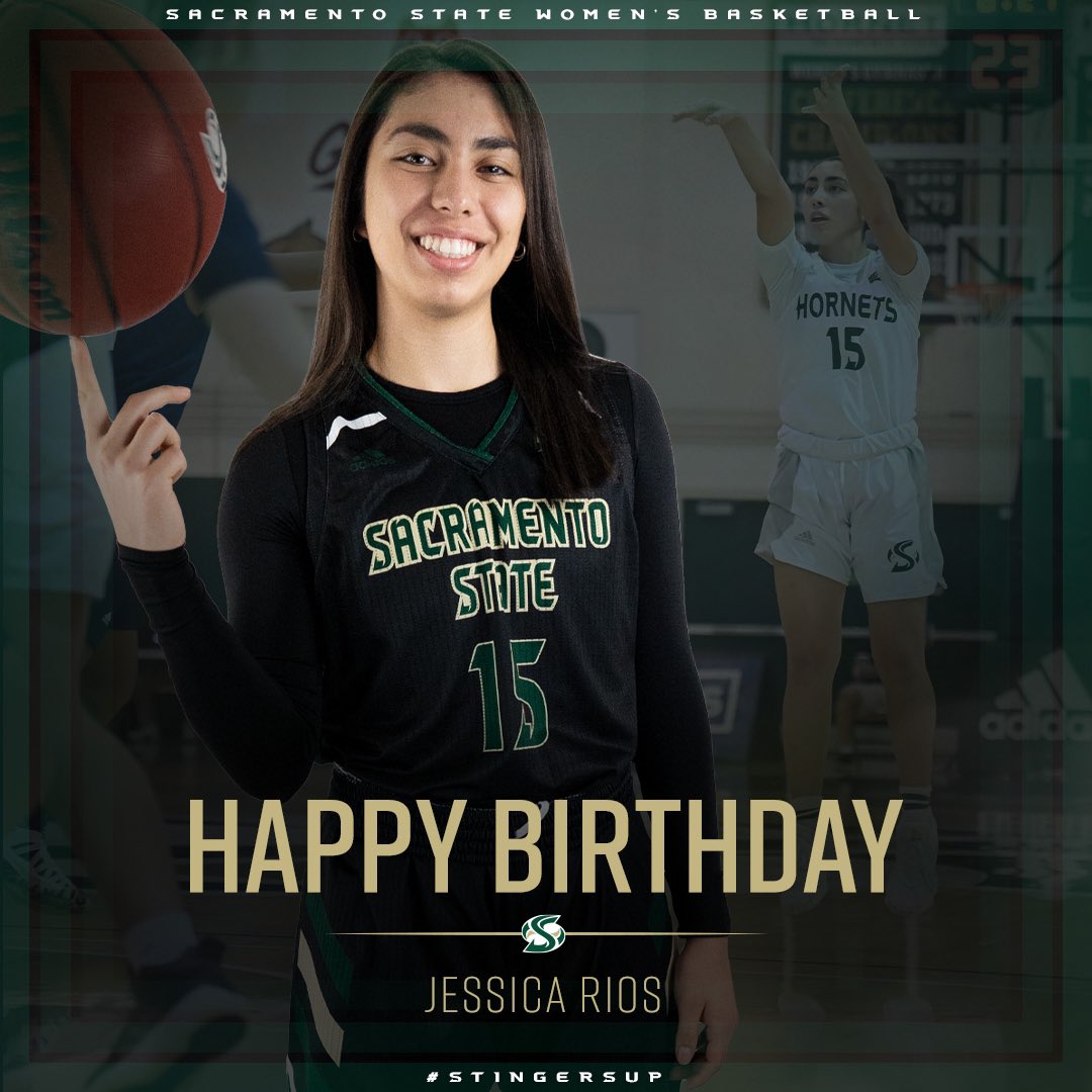 SacStateWBB's tweet photo. Pair of Hornet birthdays! Big happy birthday to you, Jess! 

Enjoy this special day . . . 🎂

#GoHornets 🐝  #StingersUp https://t.co/vjT2FHCEcw